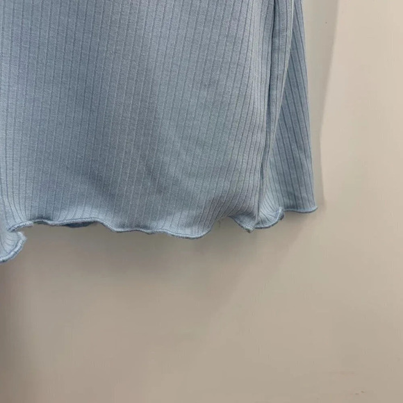 Bp Nordstrom Women's Tie Front Lettuce Edge Minidress In Blue Cashmere SZ M NWT - Picture 6 of 13